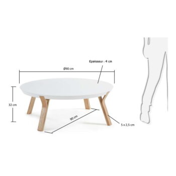 Biely konferenčný stolík Kave Home Solid, Ø 90 cm - Image 8