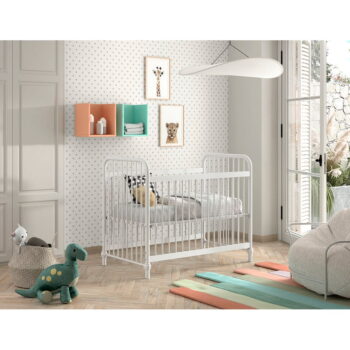 Biela kovová postieľka 60x120 cm BRONXX – Vipack – Obrázok 2
