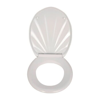 Biele WC sedadlo s jednoduchým zatváraním Wenko Premium Sea Shell, 45,5 × 38 cm - Image 2