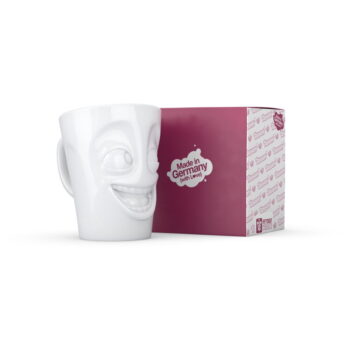 Biely vysmiaty porcelánový hrnček s uškom 58products, objem 350 ml - Image 4