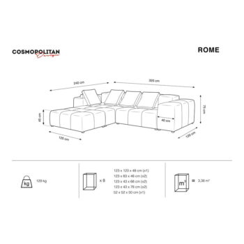 Žltá rohová pohovka (variabilná) Rome - Cosmopolitan Design - Image 6