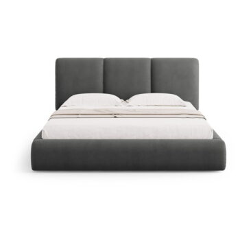Sivá čalúnená dvojlôžková posteľ s úložným priestorom s roštom 200x200 cm Brody – Mazzini Beds - Image 3