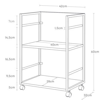 Čierny kovový pojazdný regál 42x60 cm Tower – YAMAZAKI - Image 8