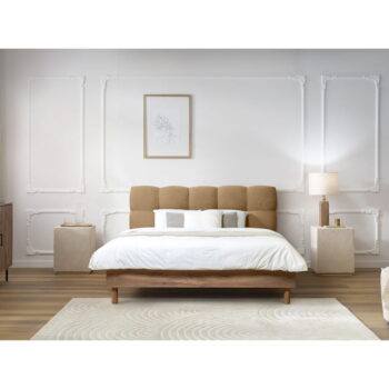 Béžová čalúnená dvojlôžková posteľ s roštom 180x200 cm Kumo – Bobochic Paris – Obrázok 5