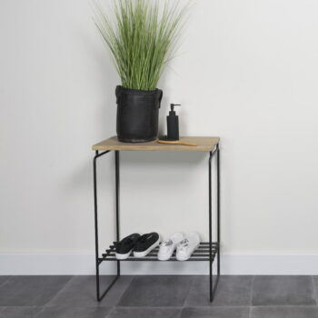 Konzolový stolík v čierno-prírodnej farbe s doskou z dubového dreva 29x57 cm Clint – Spinder Design - Image 3