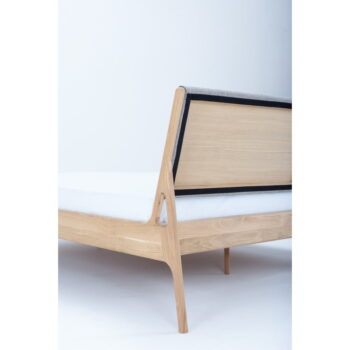 Sivá/prírodná čalúnená dvojlôžková posteľ z dubového dreva 180x200 cm Fawn - Gazzda – Obrázok 3