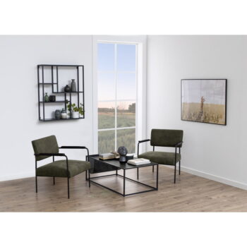 Čierna nástenná knižnica v dekore jaseňa 75x91 cm Seaford – Actona - Image 4