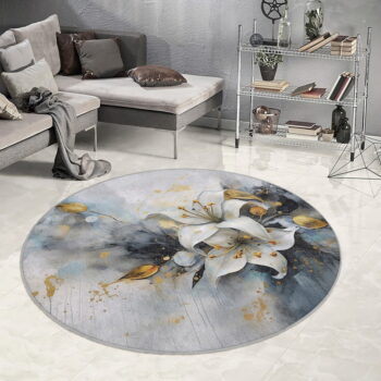 Modro-sivý prateľný okrúhly koberec ø 120 cm Golden Lilly – Mila Home – Obrázok 8