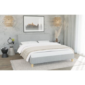 Sivá čalúnená jednolôžková posteľ s roštom 90x200 cm Tina – Ropez - Image 2