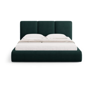 Tmavozelená čalúnená dvojlôžková posteľ s úložným priestorom s roštom 200x200 cm Brody – Mazzini Beds - Image 3