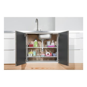 Police do skrinky pod drez s nastaviteľnou šírkou Compactor Expandable Shelf – Obrázok 8