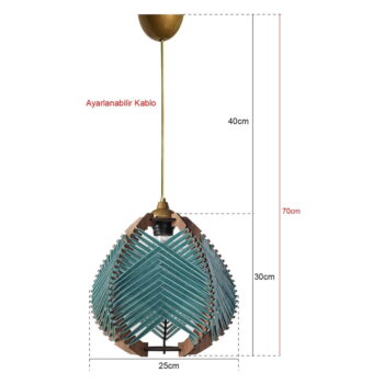 Závesné svietidlo v modro-prírodnej farbe s textilným tienidlom ø 25 cm – Opviq lights - Image 3