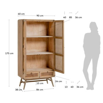 Šatníková skriňa z masívu mindi v prírodnej farbe 90x175 cm Nalu – Kave Home - Image 4