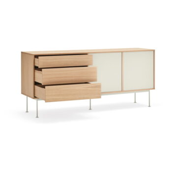 Krémovobiela komoda v dubovom dekore Teulat Yoko, šírka 180 cm - Image 6