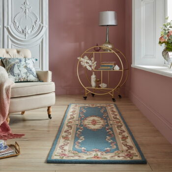 Modrý vlnený behúň Flair Rugs Aubusson, 67 × 210 cm – Obrázok 2