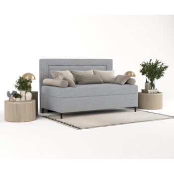 Sivá čalúnená jednolôžková posteľ 90x200 cm Alba – Maison de Rêve – Obrázok 4