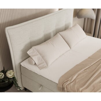 Krémovobiela boxspring posteľ s úložným priestorom 160x200 cm Sinai – Maison de Rêve - Image 10