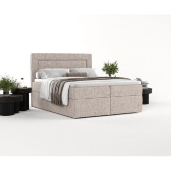 Svetlohnedá boxspring posteľ s úložným priestorom 200x200 cm Imagine – Maison de Rêve - Image 6