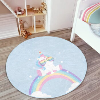 Svetlomodrý detský koberec ø 120 cm Comfort – Mila Home - Image 4
