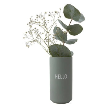 Zelená porcelánová váza Design Letters Hello, výška 11 cm - Image 3