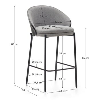 Čierno-sivé barové stoličky v súprave 2 ks (výška sedadla 65 cm) Eamy – Kave Home - Image 5