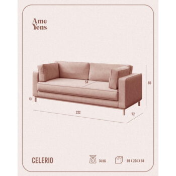Béžová zamatová pohovka 222 cm Celerio – Ame Yens - Image 6