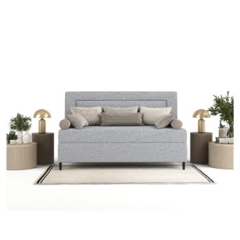 Sivá čalúnená jednolôžková posteľ 90x200 cm Alba – Maison de Rêve – Obrázok 6