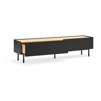 Čierny/v prírodnej farbe TV stolík v dekore duba 180x45 cm Arista – Teulat - Image 3