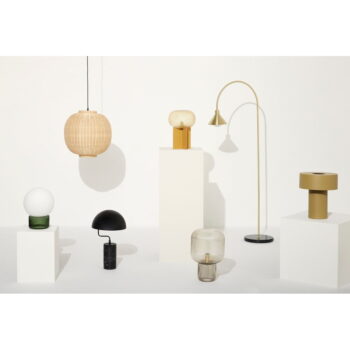 Hnedá stolová lampa so skleneným tienidlom (výška  42 cm) Pirum – Hübsch - Image 5