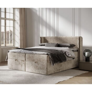 Béžová boxspring posteľ s úložným priestorom 200x200 cm Passion – Maison de Rêve - Image 7
