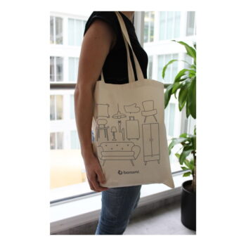 Krémová plátenná taška Bonami – Obrázok 4