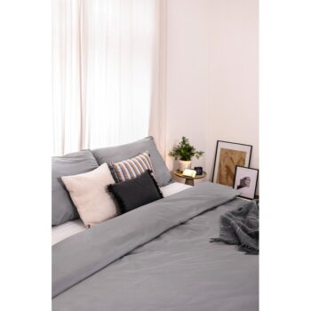 Sivé predĺžené obliečky na dvojlôžko z mikrosaténu 200x220 cm Basic – Bonami Essentials - Image 3