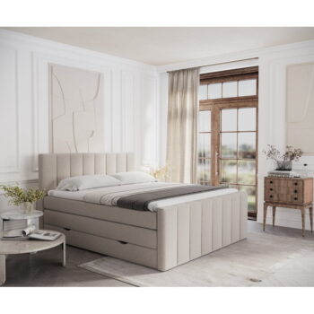 Béžová boxspring posteľ s úložným priestorom 160x200 cm Ruby – Maison de Rêve - Image 10