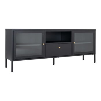 Čierny kovový TV stolík 150x60x35 cm Dalby – House Nordic - Image 2