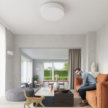 Biele stropné svietidlo s textilným tienidlom ø 100 cm Herra – Nice Lamps - Image 5