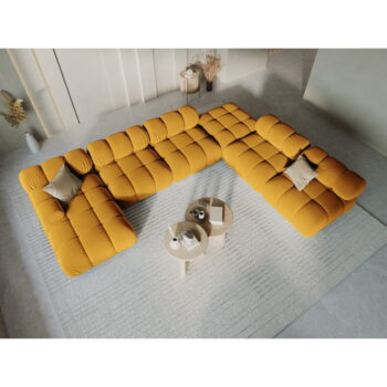 Žltá zamatová pohovka 379 cm Bellis – Micadoni Home – Obrázok 7