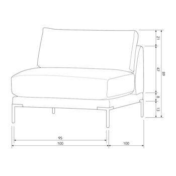 Kaki modul pohovky (stredový diel) Couple – WOOOD – Obrázok 9