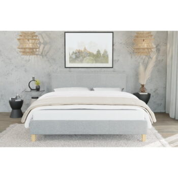 Sivá čalúnená jednolôžková posteľ s roštom 90x200 cm Tina – Ropez - Image 3
