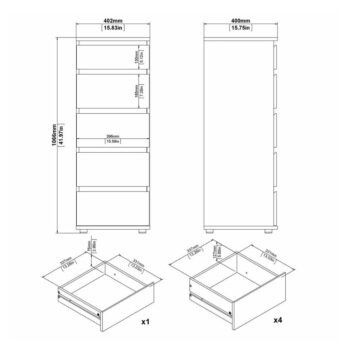 Vysoká komoda v dekore duba v prírodnej farbe 40x107 cm Nova – Tvilum - Image 3