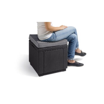Tmavosivý záhradný taburet Cube – Keter - Image 2