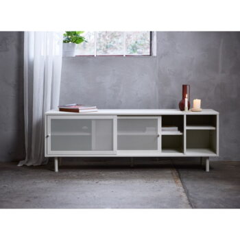 Biely kovový TV stolík 160x55 cm Veep – Unique Furniture – Obrázok 5