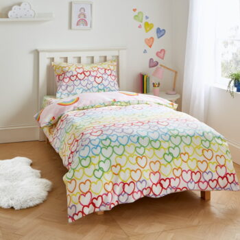 Flanelová detská obliečka do postieľky 120x150 cm Rainbow Hearts – Catherine Lansfield - Image 3