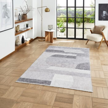 Sivý prateľný koberec s prímesou bavlny 152x230 cm Whisper – Think Rugs - Image 3