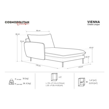 Svetlomodrá zamatová leňoška (ľavý roh) Vienna – Cosmopolitan Design - Image 5
