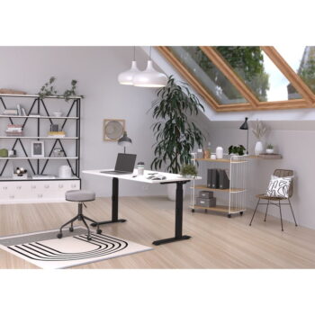 Pracovný stôl s nastaviteľnou výškou s bielou doskou 80x140 cm Downey – Germania - Image 3