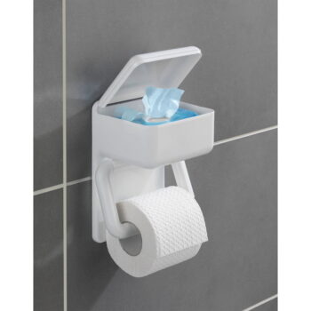 Biely držiak na toaletný papier s úložným priestorom Maximex Hold - Image 2