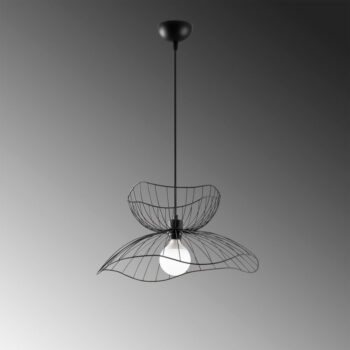 Čierne závesné svietidlo s kovovým tienidlom ø 50 cm Farac – Opviq lights - Image 5