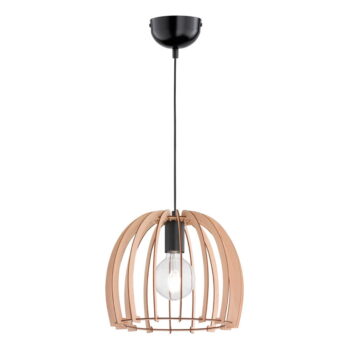 Béžové závesné svietidlo z dreva a kovu Trio Pendant Wood, výška 150 cm