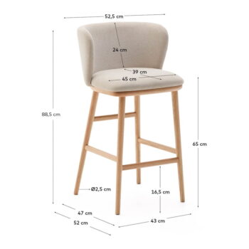 Béžová barová stolička (výška sedadla 65 cm) Ciselia – Kave Home – Obrázok 7