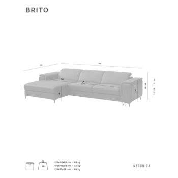 Svetlohnedá kožená rohová pohovka (ľavý roh) Brito – MESONICA - Image 7